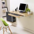 Wall-mounted Drop-leaf Table,Floating Table Wood Table With Keyboard Tray,Space-saving Laptop Workstation For Kitchen Bedroom Study Room-C. 