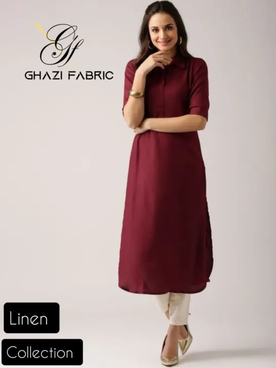 Ghazi%20fabric%20Rungrez%20%20Collection%20Stitched%202%20Piece%20Linen%20Maroon%20Long%20shirt%20with%20White%20Trouser%20-%20Image%205