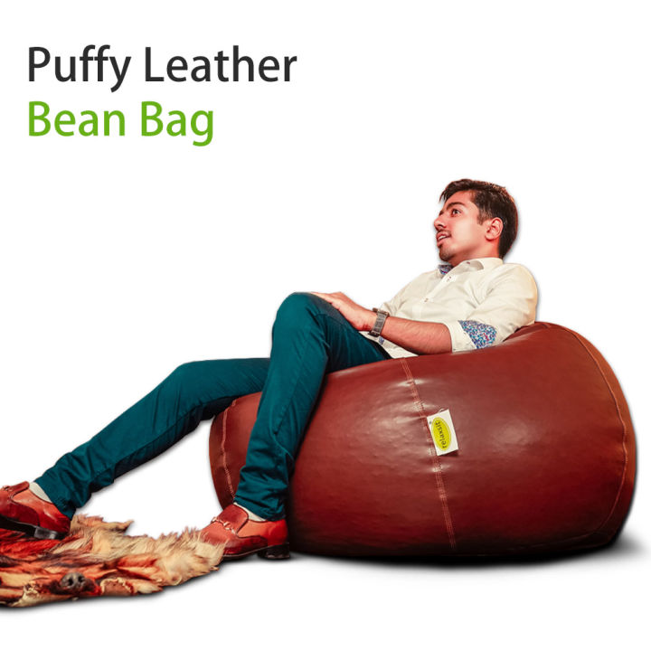Relaxsit bean bag - Puffy Leather Bean Bag – Versatile Comfy Bean Bag for Lounge and Bedroom – Bean bag for adults   - Water-Repellant Dim. 110x80cm