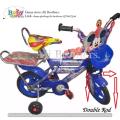 Two Wheel Cycle with Supporting Tire For Kids With Double Rod Color Red and Blue. 