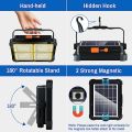 TDplus LED Construction Spotlight, Battery, 100 W, LED Battery, 336 LEDs, Solar Panel, 4 Light Modes, External Battery with 12000 mAh, Magnetic Function, LED Spotlight Battery, Ideal for Camping, Work, Fishing, Colour Black [Energy Class A++]. 