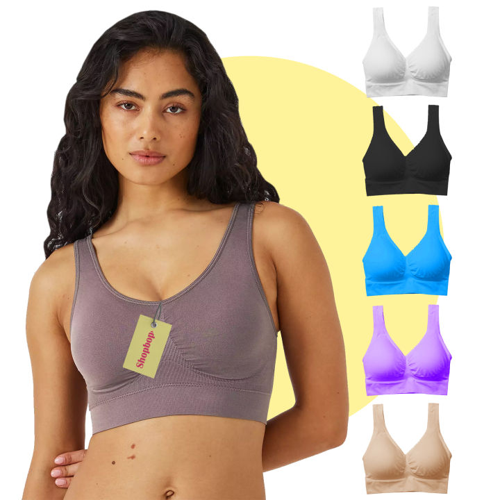 SHOPBOP Women Sports Bra Seamless Air Bra Breathable Brassiere Wire Free Bralette Underwear Padded Lingerie Crop Top Free Size