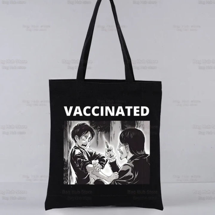 Mikasa Eren Yeager Liberty Black Bags Canvas Attack Titan Tote Bag ...
