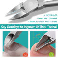 Toenail Clippers for Thick or Ingrown Toenails - Heavy Duty Nail and Cuticle Clippers, Surgical Grade Stainless Steel Nail Clippers for Hangnails. 