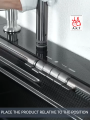 Kitchen Sink Digital Display Embossed Large Single Groove honeycomb dragon Black Nano Raindance Waterfall Sink with Pressurized Cup Washer and Two Waterfalls. 