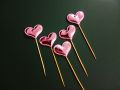 Pack of 5  Cake Topper (Purple HEART Shape Toppers - Sweets Picker). 