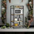 4-Tier Kitchen Rack for storage Microwave Oven and Kitchen appliance Bowl Stand. Crafted with rustproof Metal & Laminated Wooden Sheet Size 48X24X12 inch, Space saving rack. 