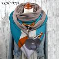 ECHIDNA Warm Scarves Thickness Fine Stitching Exquisite Cute Cats Pattern Winter Triangle Scarf. 