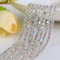 3yard 2mm Glass Crystal Rhinestone Chain, Multi bottom sew on Cup Chains For diy Sewing Garment Bags decorations Jewelry. 