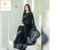 Stylish Black Chiffon saree for women and girls. 