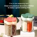 4 In 1 Transparent Spice Jar Set Salt And Pepper Seasoning Bottle Lid Kitchen Storage Container Accessories - 1Pcs. 