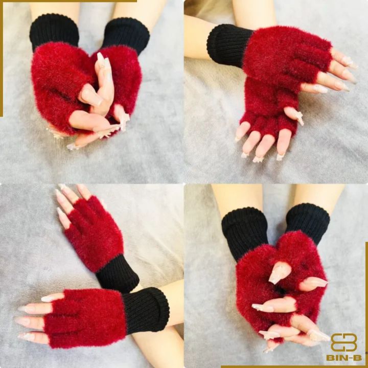 BIN-B%20Half%20Finger%20Gloves%20for%20Girls,%20Plush%20Fingerless%20Gloves%20in%20Multicolor%20%7C%20Good%20Quality%20&%20Warm%20Material%20%7C%20Women%20Lovely%20Winter%20Fingerless%20Thicken%20Warm%20Gloves-Girls%20Fashion%20Screen%20Fingerless%20Trendy%20woolen%20Gloves%20-%20Image%207