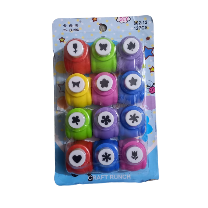 Pack of 12 - Mini DIY Assorted Paper Punching Machines Set of 12pcs Crafts Punch