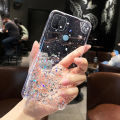 For OPPO A15S / OPPO A15 Cover Fashion Shiny Glitter Starry Space Girls Slim Phone Case Clear Soft TPU Silicone Bumper Shockproof Protective Back Cover. 