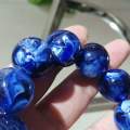 Natural Blue Flower Amber Bracelet Men Women Real Baltic Amber-beads Elastic Beaded Bracelet Bangles Fashion Jewelry Accessories. 