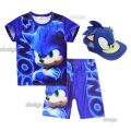 Cartoon Sonic The Hedgehog Costume for Kids Sonic T Shirt Shorts Suit Terno Boy Cap Hedgehog Birthday Halloween Party Cosplay. 