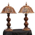 Royal Handcrafted Wooden Lamp Umbrella Shade Beauty for Bedroom, Living Room, Study| Umbrella Shape Lamp Brightens Your Space| Pakistani Woodcraft for Bedside,Desk| Stylish Study Table Decor with Decorative Shade| Wooden tripod Night lamp| Hadi wood craft. 