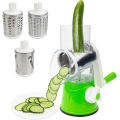 Vegetable Drum Slicer with 3 Blade - Manual Tabletop Drum Multi-Shredder Cheese Grater Machine - 3 In 1 Manual Rotary Vegetable Drum Cutter Hand Operated Chopper - Drum Grater - Salad Cutter - Kitchen & Dining, Food Processors - Graters, Peelers & Slicer. 