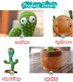 Rechargable /Cell Operated Dancing Cactus Toy with Recording Lighting Repeats What You Say Singing Cactus Plush Toy. 
