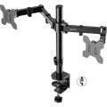 LB-T022 Double Screen Stand - Fully Adjustable Computer Monitor Desk Mount Arms, Supports Monitors Up To 32 KG, Max 100 x 100 VESA, Rotation & Tilt, Black. 