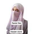 Hijab Half Niqab Patti and Plain Scarf Chiffon Soft Georgette - Stoller - Naqab for Girls Women Georgette. 