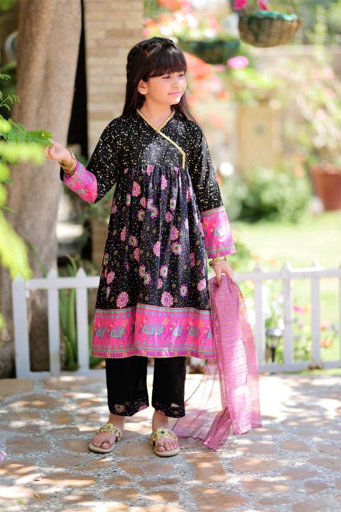 Senorita Stitched Black and Multicolor Casual Piece Suit Cotton