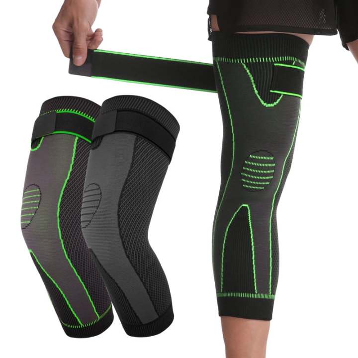 Compression Knee Support Pads Basketball Gym Sport Sleeve Knee Protector Volleyball Running Elastic Long Kneepad Brace FULL Leg Knee Sleeves for Running & Cycling Full Leg Compression Sleeves with Wraps Knee Support