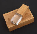 32GB USB 2.0 Flash Drive Novelty Wood Crystal Transparent Pen Drive LED Light Memory Stick Thumb Drives Data Storage Pendrive Gifts (32 GB, Crystal & Wood). 