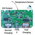 Power Bank Module with Type-C Charging Port, Fast Charging Output & Built-in Temperature Sensor (12V Output). 
