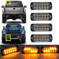 4 Pcs 12-Led Amber Flash Flashing Recovery Strobe Car Emergency Signal Led Orange Grill Breakdown Light Fog Light Beacon. 