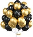 40 Golden and Black Metallic Balloons Pack For Birthday , Anniversary & Party Decoration - Chrome Balloons For Room Decoration. 