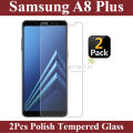 2Pcs Samsung Galaxy A8 Plus Tempered Glass Screen Protector Premium High Quality Polish Glass For Samsung Galaxy A8 Plus. 
