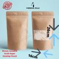 16x26 cm Packs of 50/25 pcs Kraft Paper Standup Pouch Brown/Craft Paper Bag Zip Lock Stand Up Pouch Clear Window Display. 