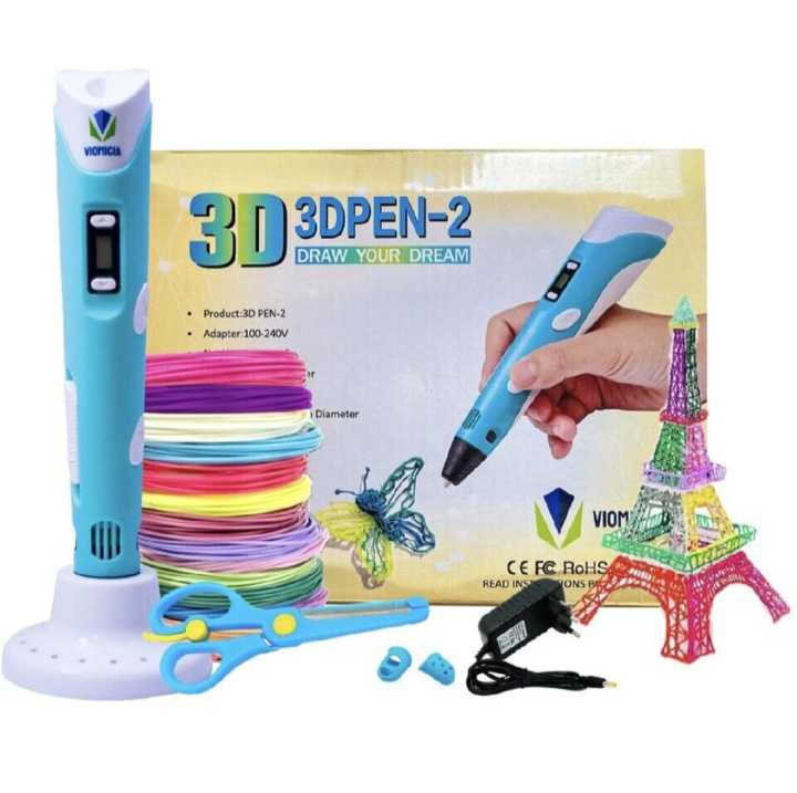 3D Pen 3D Printing Pen PLA Drawing Printer Pen LCD Display with 3 Colors Random PLA Filament Refills, Art Crafts Gift for Kids Adults
