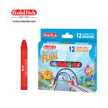 Goldfish High Quality Jumbo Wax Crayon 12 Colour in Cardboard Packet (1 Pack). 