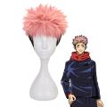 Aniem Jujutsu KaisenYuji Itadori Smoky Pink Cosplay Wig Braided Synthetic Hair. 