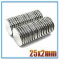 pack of Round Super Strong neo-dymium Magnets Size 25X2mm. 