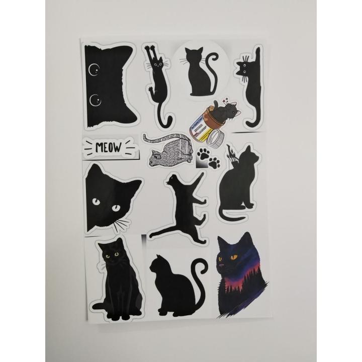 Black cat Sticker sheet (Uncut sheet) - Sheet size: (10 x 15)cm