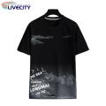 Summer T-shirt Artistic Mountain Pattern Round Neck Men Tops. 