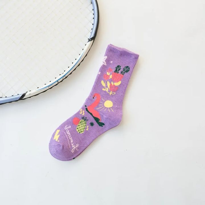【Atoztide Store】Fashion Socks Cartoon Elephant Strawberry Lips Unique Funny Design Happy Socks Winter Street Skateboard Sox