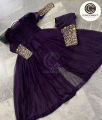 Stylish Embroidered Chiffon Maxi with Embroided Trouser Full Flair (2-Piece) Chiffon Maxi Dresses For Women. 