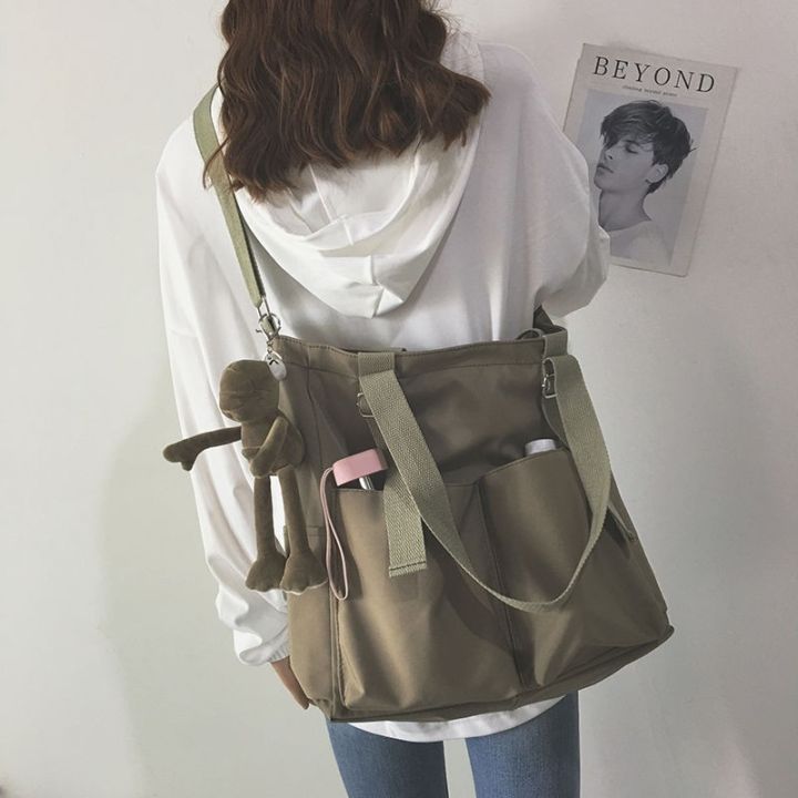 ◙✒ In Stock! Waterproof bag large-capacity canvas bag female Korean student one-shoulder big bag school bag college style
