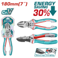 TOTAL 180mm Cr-V High Leverage Diagonal Cutting Pliers with TPR Three Color Handle THT230706S. 