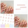 24Pcs Rainbow Five Color French Fresh Press on Nail Tips Wearable False Nails Art Premium Faux Acrylic Full Coverage Nails. 
