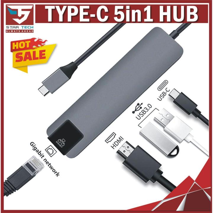 Multi Port Type C Combo, USB C to HDMI 4K, Gigabit Ethernet LAN RJ-45 1000M, PD Charge, 2 USB 3.0 Ports USB C Adapter Converter for MacBook_ and Laptop.