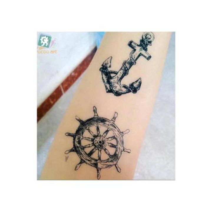 Anchor Rudder Design Flash Tattoo Body Art Temporary Tattoo Sticker