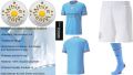 Manchester City football kit new design soccer kit adults and kids sizes. 