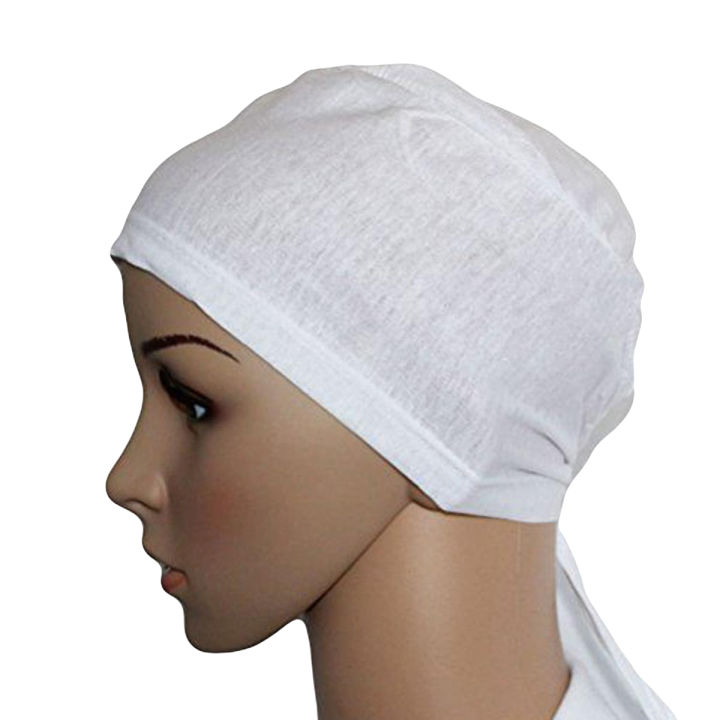 plain white hijab cap cotton non slippery comfortable