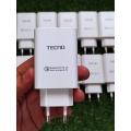Original Tecno Adapter [QC 3.0] 15W Adaptive Fast Charging Adapter For all Brands Supports Upto 15 Watt Fast Charging. 