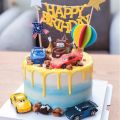 4/6pcs McQueen Car Birthday Cake Decoration Figure Cake Topper Flag Cupcake Topper Car doll gift. 